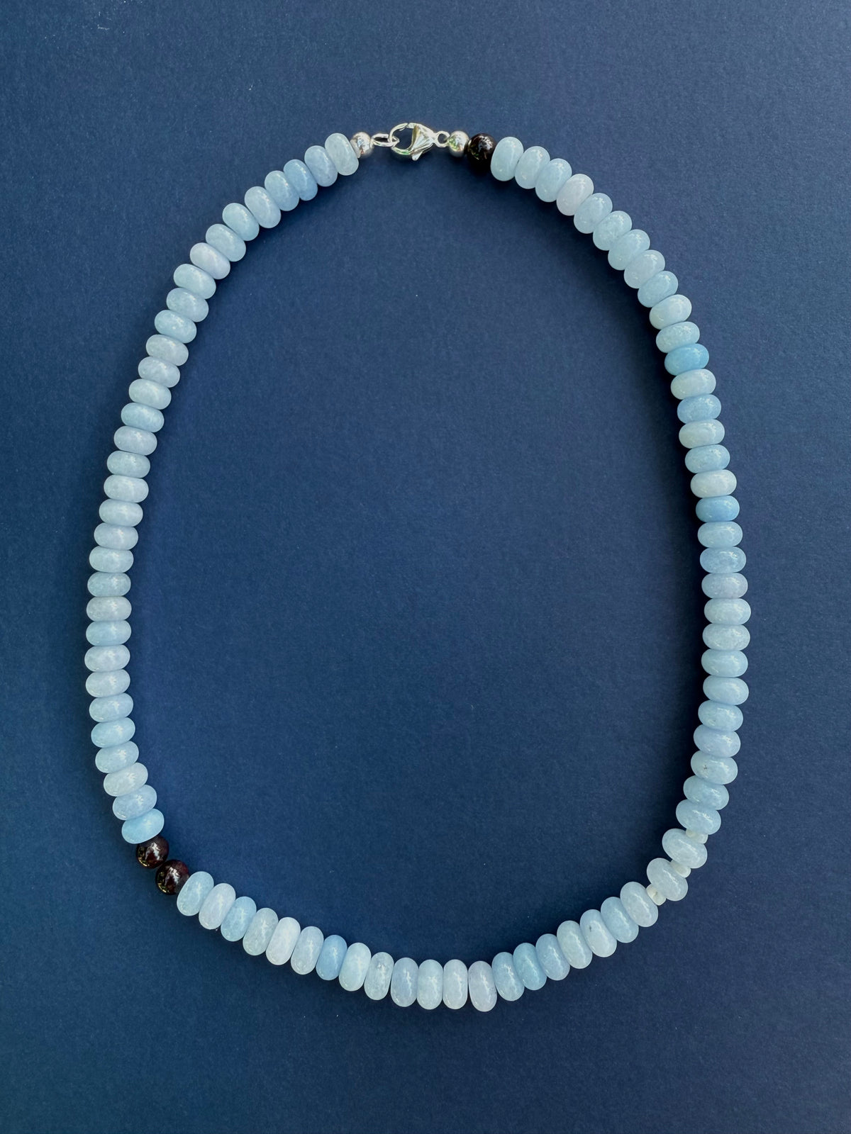 blue agate stone beaded necklace