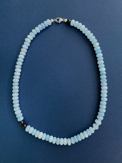blue agate stone beaded necklace