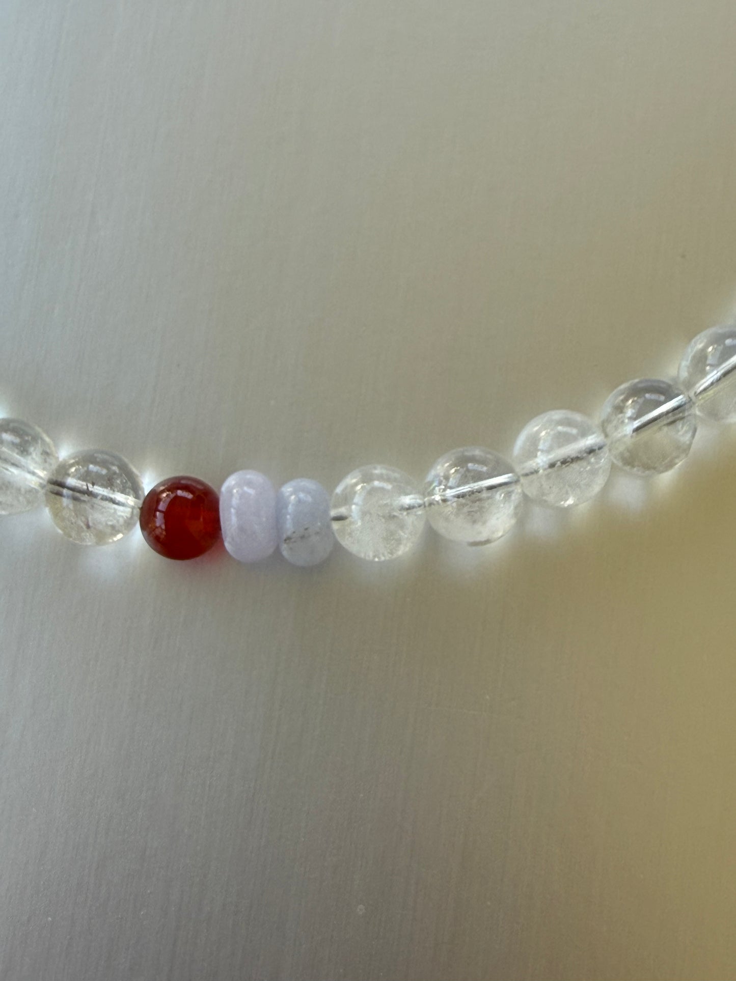 clear quartz and agate stone necklace