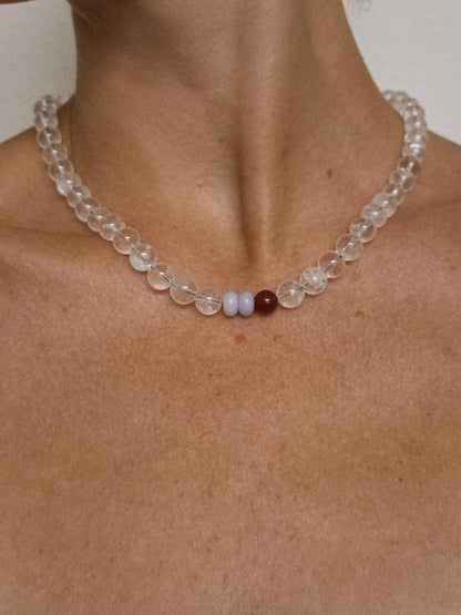 clear quartz stone necklae 